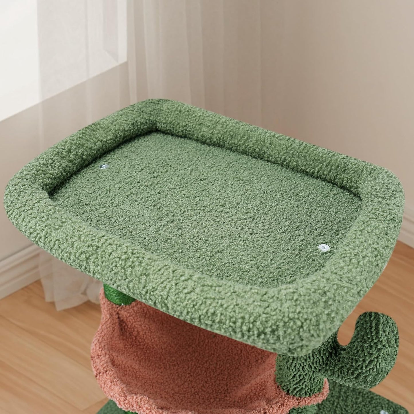 37.4" Cactus Cat Tree Tower with Twin Cat Condos for Indoor Cats, All-in-One Activity Center with Cat Scratching Post Cozy Sleeping Perch Hammock and Toy Balls,Green …