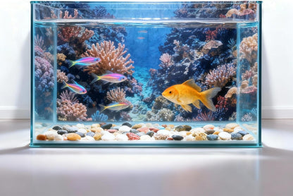 4 Pack Aquarium Background, 24x12 Inch Polyester Cloth Decor for Fish Tank, Set of Undersea Coral Rock & Plant Décor Backgrounds, Aquatic Themed Decorations