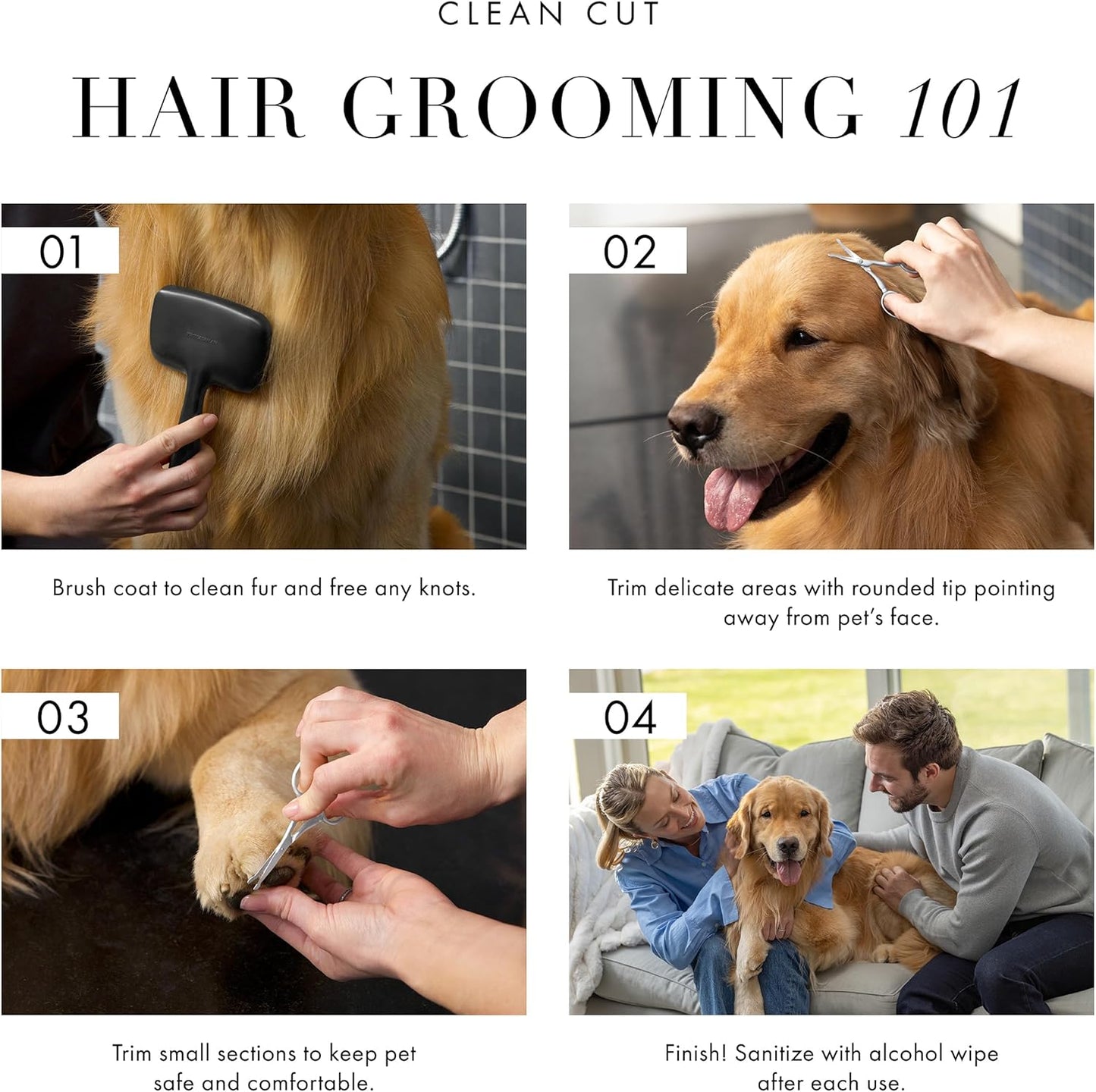 Tweezerman Pet Grooming Scissors, Stainless Steel Rounded Tip Trimming Shears for Dogs and Cats