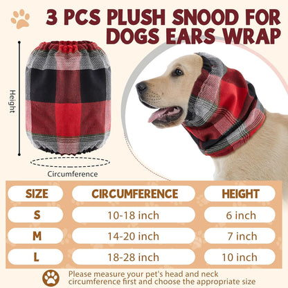 Xuniea 3 Pcs S, M, L Plush Snood for Dogs Hoodie Quiet Head Ear Cover Earmuffs for Noise Bath Grooming and Drying Head Protection Noise Cancelling Anxiety Relief Dog Neck and Ear Warmer