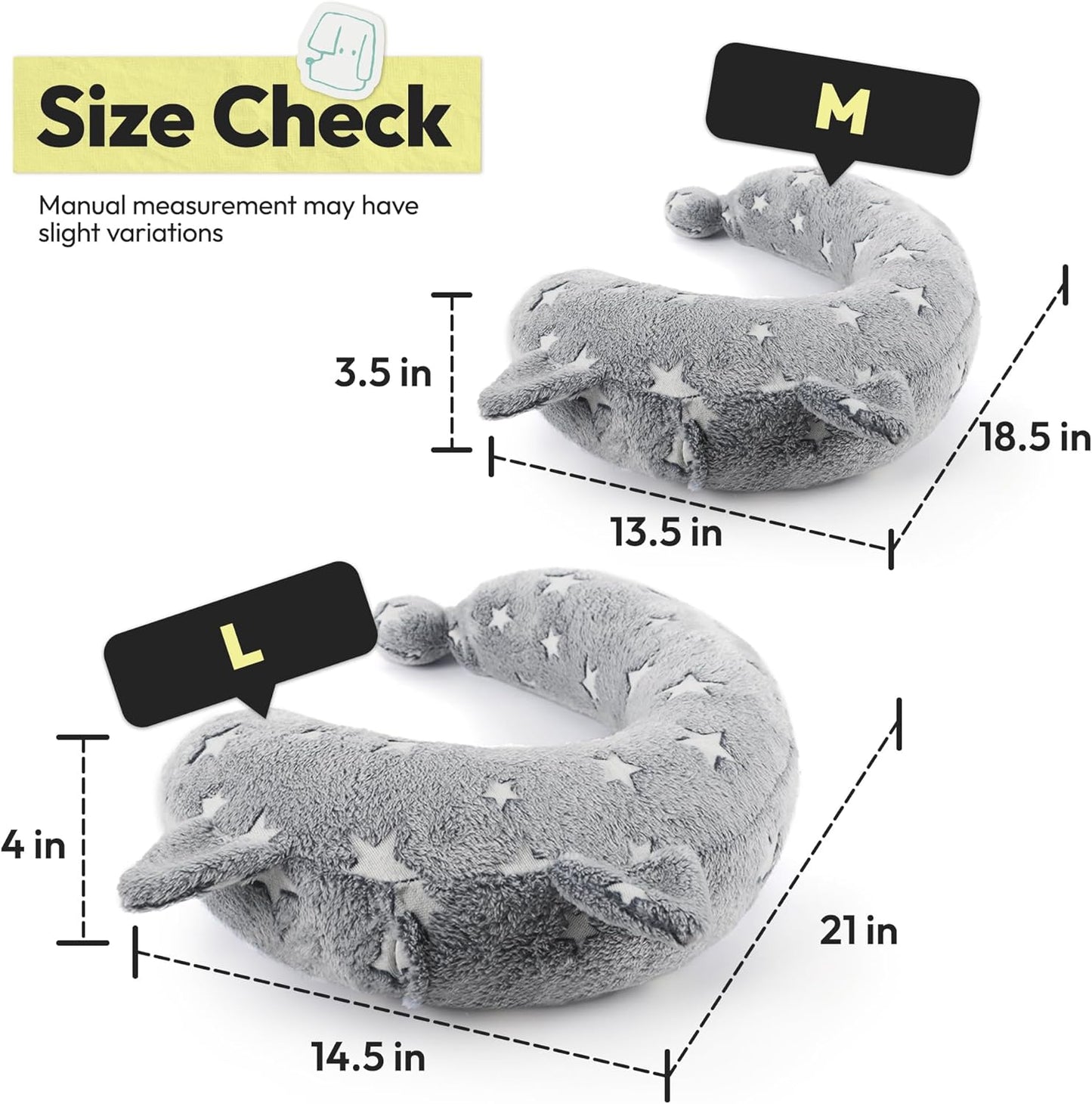 Dog Calming Pillow, Glow in The Dark Dog Put Head on, Soft Question Mark Pillows for Dogs, Kids, Adults, Washable Dog Bed Pillow, Cozy Dog Body Pillow (L Gray)