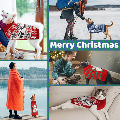 Christmas Dog Sweaters for Small Medium Large Dogs and Cats,Pet Soft Warm Holiday Outfit Girl & Boy,Pup Winter Clothes Turtleneck Double Knitting Collar for Outdoors Playing (Deer, M)