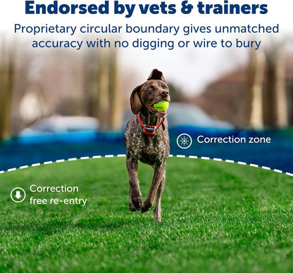PetSafe Stay & Play Wireless Fence for Stubborn Dogs - America's Safest Wireless Pet Containment System - No Dig Electric Fence with Circular Boundary - Secure 3/4-Acre Yard - for Dogs 5lb+