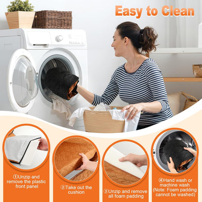 Elevated Dog Car Seat, Dog Booster Car Seats for Small & Medium Breeds Up to 35lbs, Fully Detachable and Washable, Memory Foam Pet Carseat with 2 Storage Pockets & 3 Safety Belts, Black + Brown