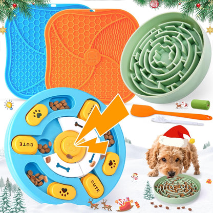 KIPRITII Well-Rounded Dog Enrichment Toys Set – Keeps Dogs Busy with Mental Stimulation & Slow Feeding, Includes Dog Lick Mat, Puzzle Toy & Slow Feeder Bowl for Boredom Relief