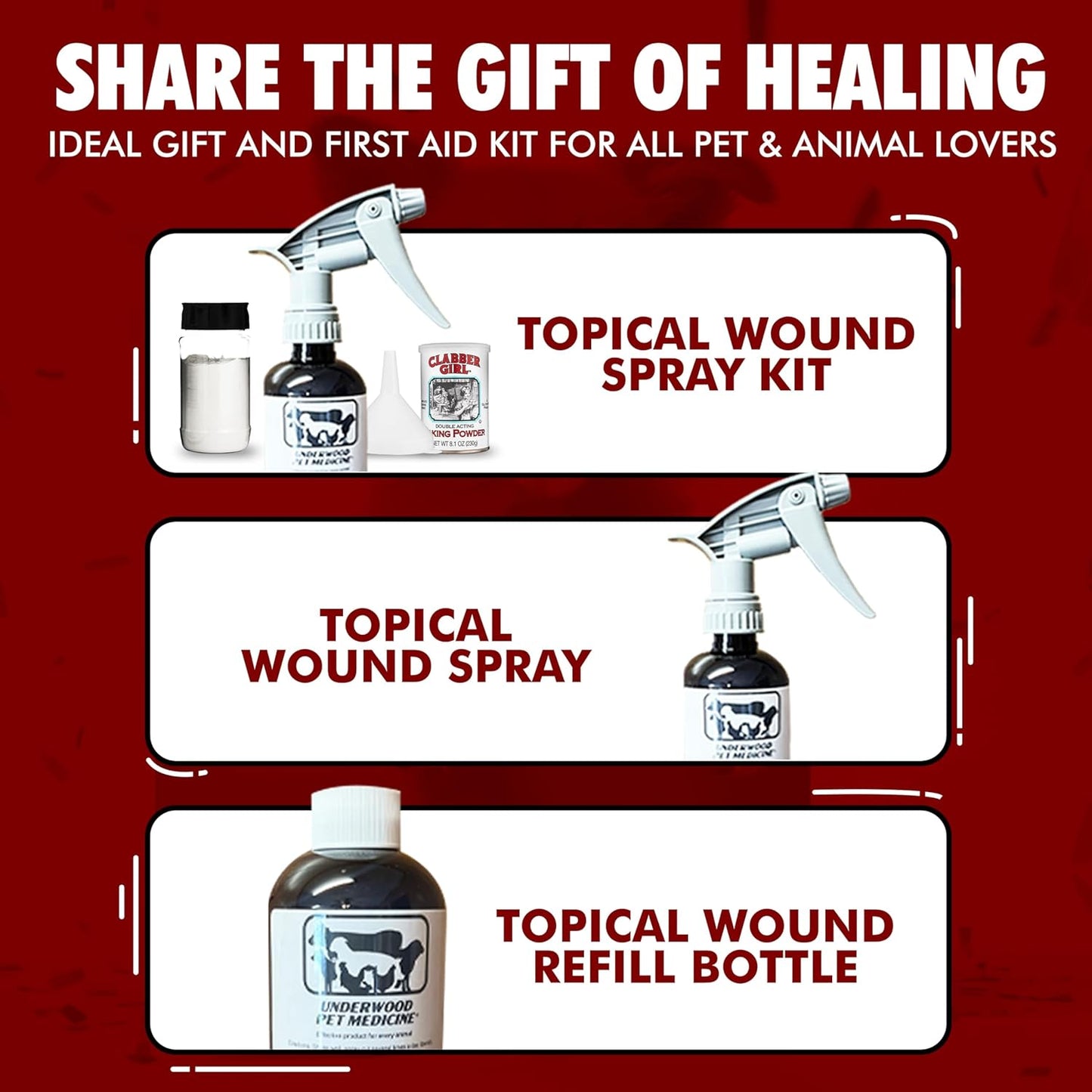 Underwood Pet Wound Care Spray – Versatile & Economical Wound Care Solution for All Animals - Prevents Infections, Gentle & Easy to Use - Antiseptic Spray Suitable for Cuts, Scrapes & Open Wounds
