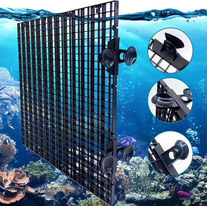 8 Pieces Fish Tank Divider with Sucker Clips 30x30cm/11.8x11.8“ Aquarium Filter Bottom Divider Partition Separator