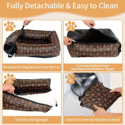 Car Seats for Small/Medium Dogs, Memory Foam Dog Booster up to 35 lbs, Travel Pet Car Seat Washable Dog Bed.