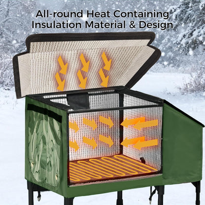 Heated Cat House for Outside, Outdoor Cat House Featuring Escape Door & Dinning Room in Winter, 100% Waterproof Cat Shelter with Heater for Strays, Ferals Barn Cat, Insulated Warm House