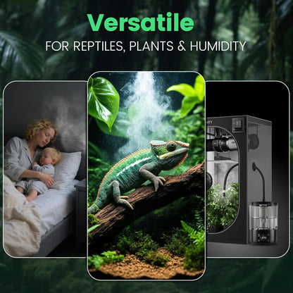 Reptile Humidifier Fogger for Terrariums, Timer Function, 1 Gallon, Adjustable Fog Volume, Ideal for Bearded Dragons, Lizards, Geckos, Snakes, Tortoises, Remote Control