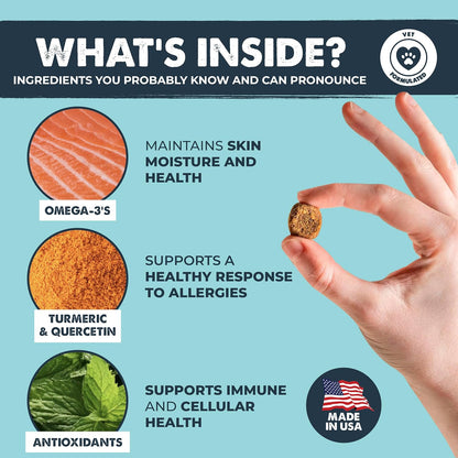 Mighty Paw Waggables Allergy Immune + Itch (Made in The USA) -Dog Chews Anti-Itch for Dogs. Allergy Support Vitamins for Skin and Coat Allergies. Omega 3 & Quercetin for Pets 120 Ct