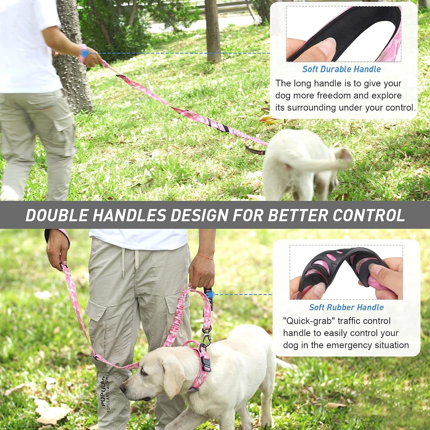 Hotsky Tactical Dog Harness and Leash for Medium Dogs No Pull, Adjustable Military Service Dog Vest Reflective Pet Harness with Control Handle Molle System for Dogs Training Walking(Pink Camo, XL)