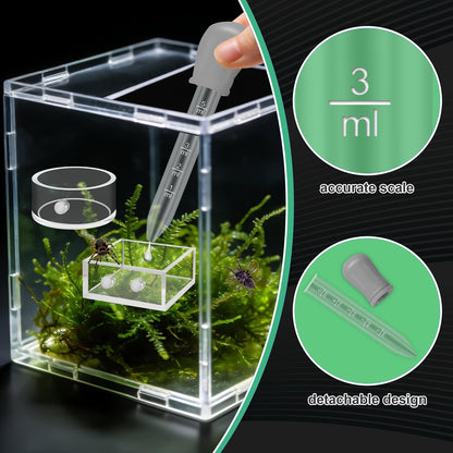Windspeed 2+1P 1.8 in Mini Jumping Spider Feeding Dish Magnet Tarantula Water Bowl for Spider Feeder Water Dish for Tarantula Tank Enclosure Accessories, with A Dropper