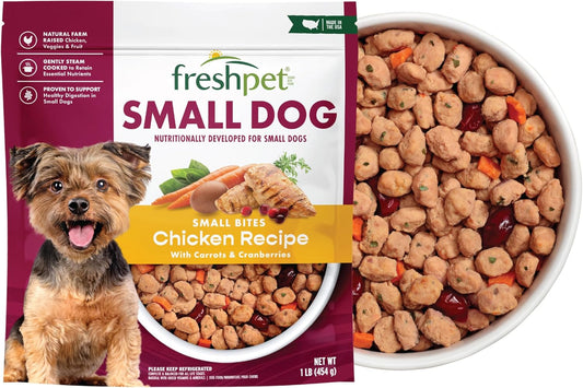 Freshpet Healthy & Natural Food for Small Dogs/Breeds, Fresh Grain Free Chicken Recipe, 1lb, Yellow (6-27975-01204-5)