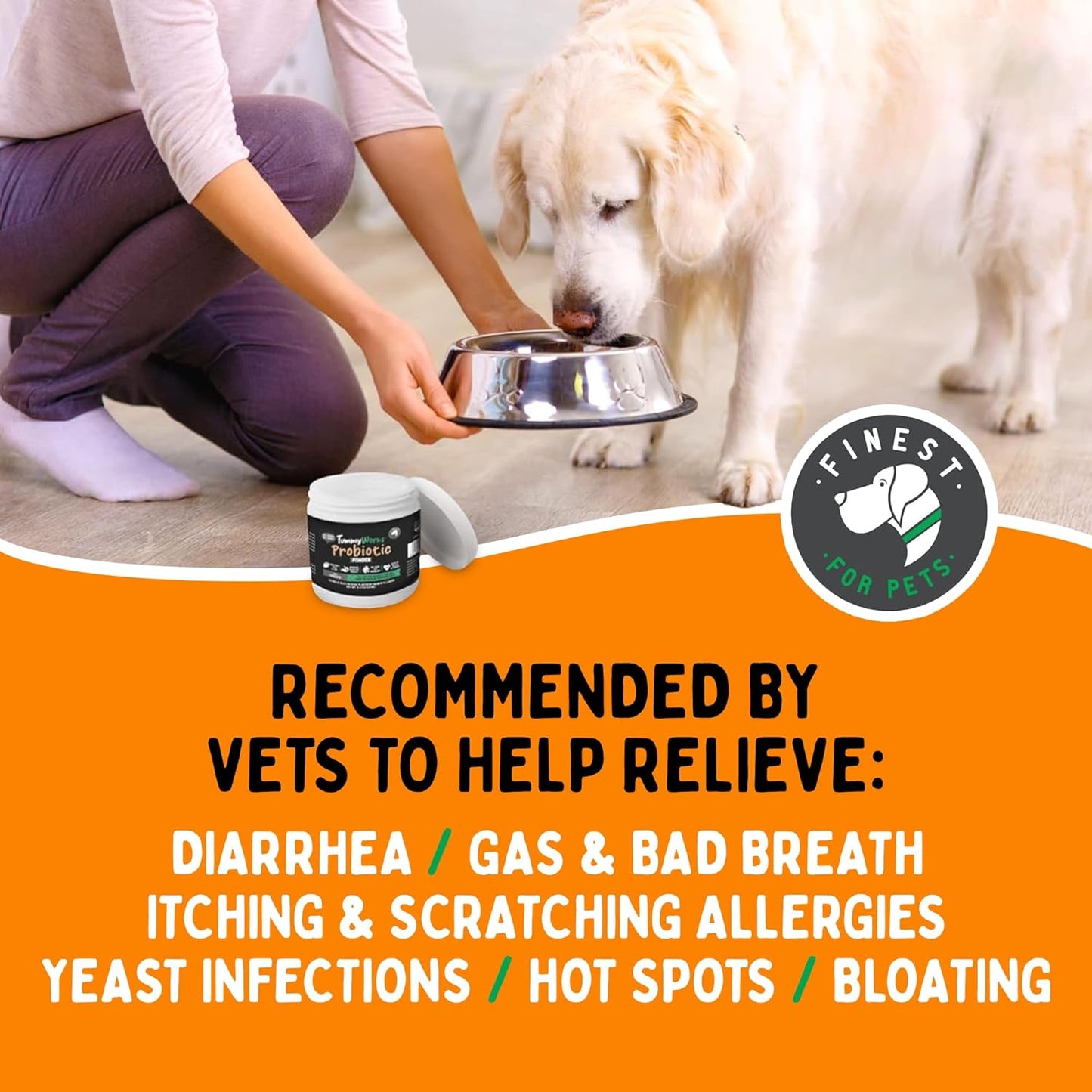 TummyWorks Probiotic Powder for Dogs & Cats. Probiotics For Digestive Health, Immune Support, Diarrhea, Gas, Itching & Seasonal Allergies. With Digestive Enzymes & Prebiotics. Made in USA - 160 Scoops