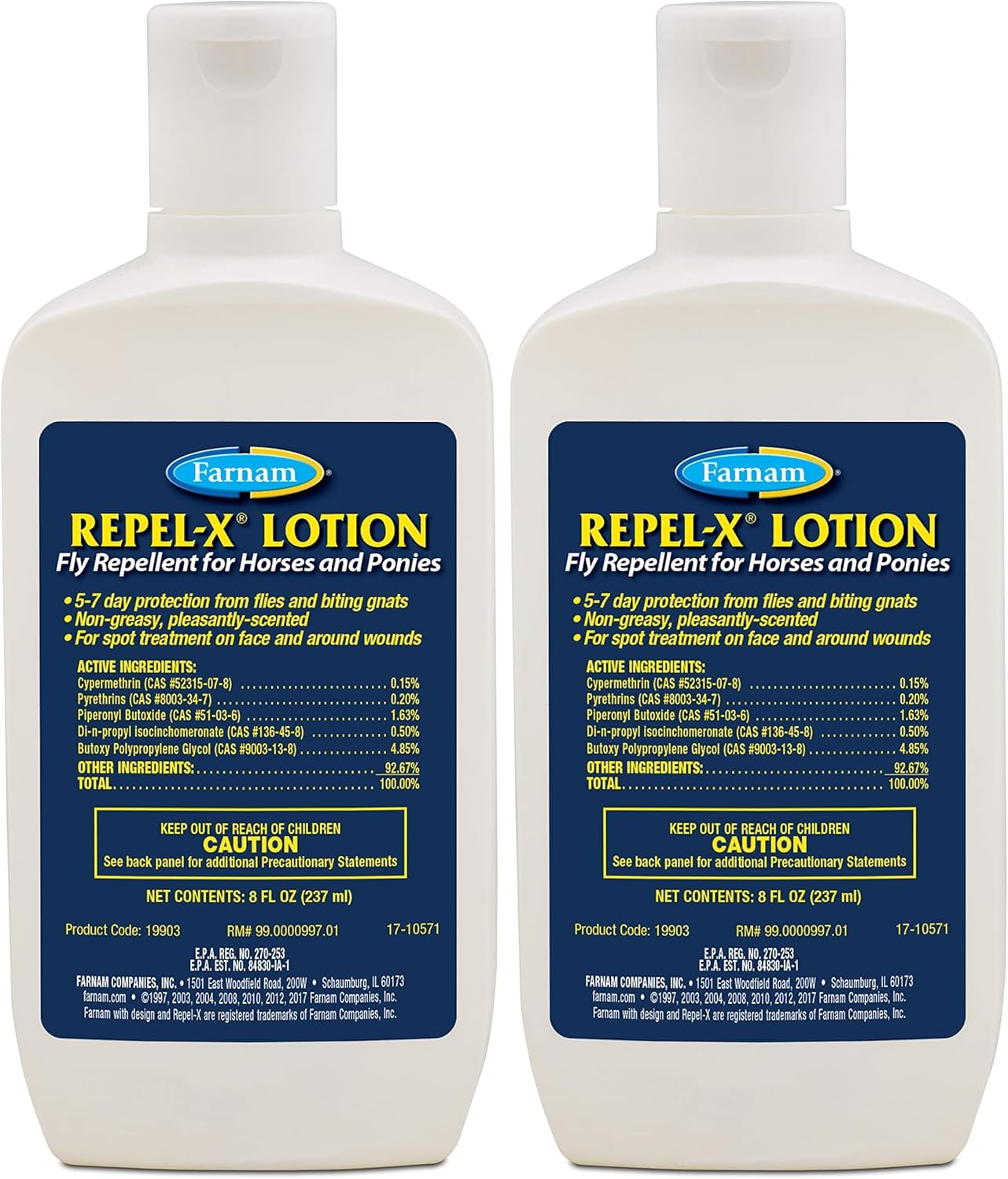 Farnam Repel-X Lotion Fly Repellent for Horses and Ponies Lotion 8 Ounce (Pack of 2)