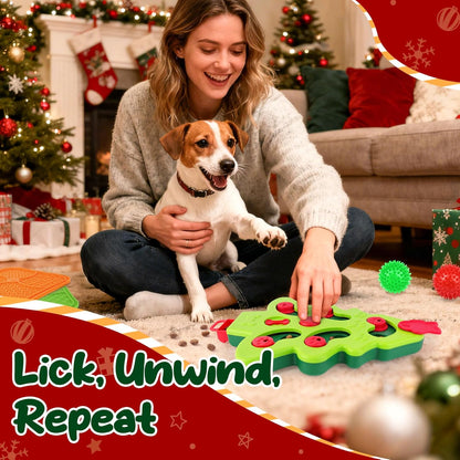 Christmas Dog Enrichment Toy Set — Interactive Dog Puzzle Toy for Mental Stimulation, Lick Mat for Slow Feeding, Squeaky & Treat Balls for Small & Medium Dogs