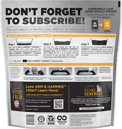 ARM & HAMMER Hardball Lightweight Platinum Multi-Cat Clumping Cat Litter Odor Control, Easy No-Mess Scooping, Garden Bloom Scent, 8.5 Lbs.
