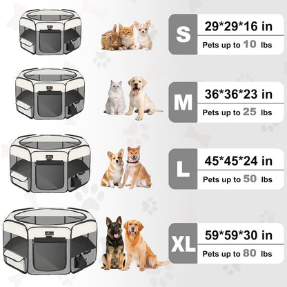 Aivituvin Dog Playpen Foldable Pet Play Pens with Carrying Bag for Cat, Puppies, Rabbits, Chickens, Durable Portable Pet Tent for Travel Camping Indoor/Outdoor Grey M