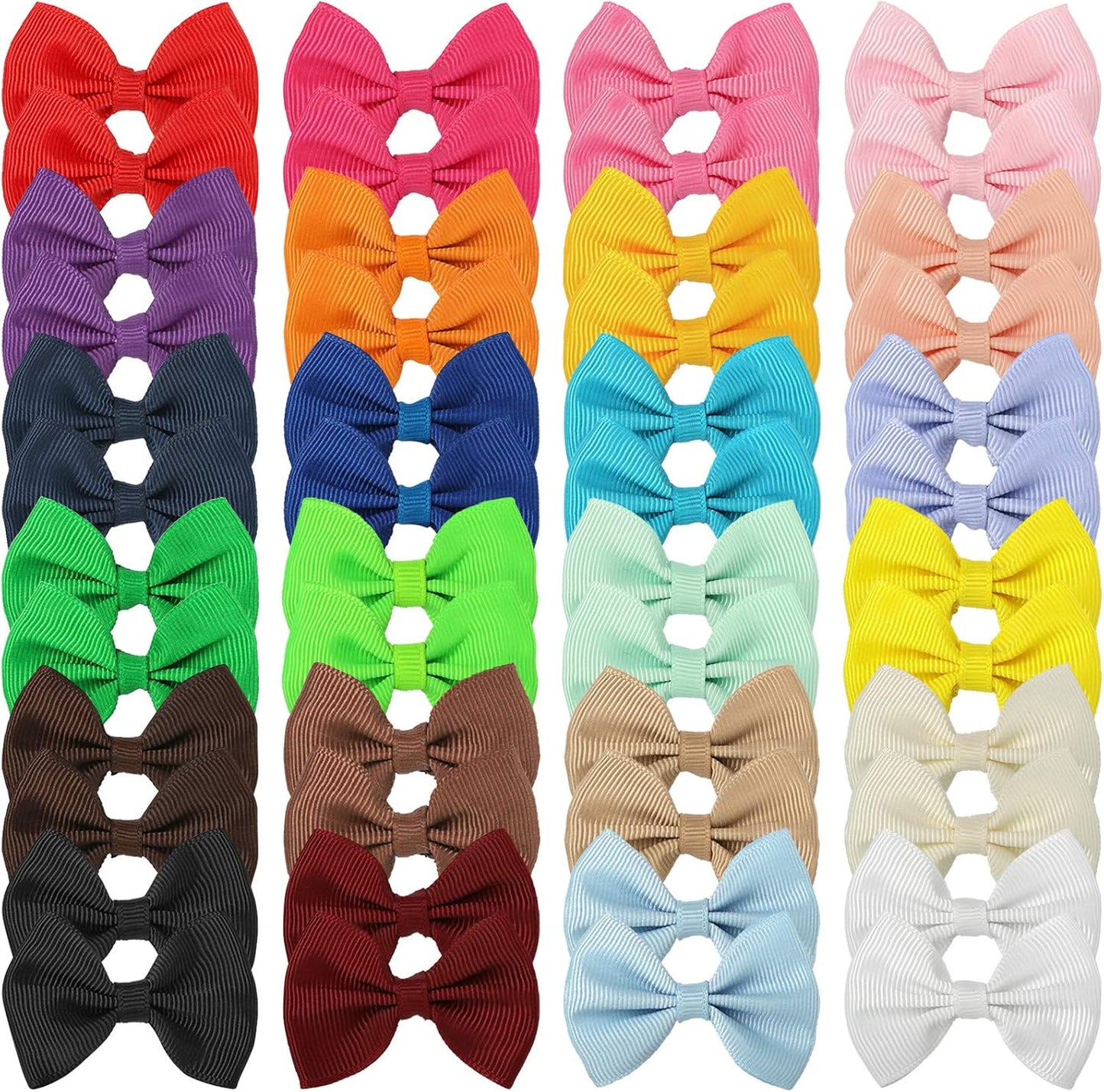 XIMA 48PCS(24pairs) Dog's Hair Bows Clips,Small Handmade Hair Accessories Bow Pet Puppy for Doggies Cat Kitten Rabbit Grooming Accessories (Mixcolors-48pcs Bows Hair Clip)