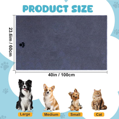 Microfiber Dog Towels for Drying Dogs,40'' X 23.6'', Super Absorbent and Soft Pet Grooming Towel, Perfect Shower & Bath Supplies for Dogs(2-Pack Grey)