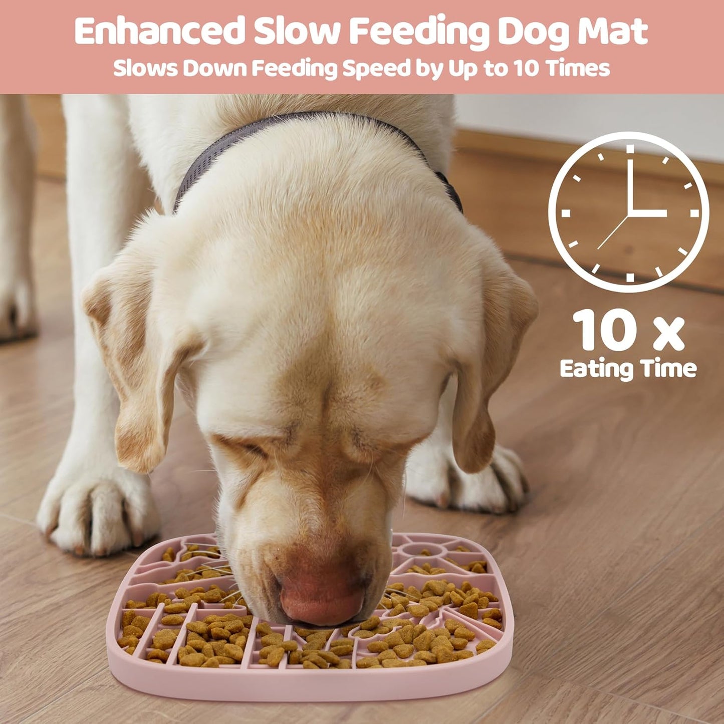 Puzzle Feeder Dog Lick Mat,Freezable Dog Enrichment Toys for Mental Stimulation and Anxiety Relief, Silicone Lick Mat, Slow Feeder Supports All Types of Food,Pink