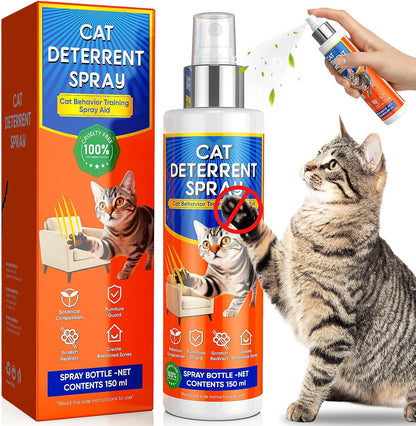 Cat Deterrent Spray for Indoor and Outdoor, Cat Scratch Deterrent for Furniture Protection, Cats Behavior Training Aid, with Natural Ingredients