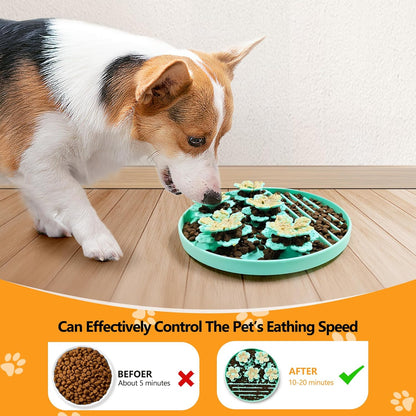 AWINNER Slow Feeder Dog Bowl Make Mealtime Fun and Healthy with - Reduce Overeating and Aid Digestion Cat Lick Mat (Cyan)
