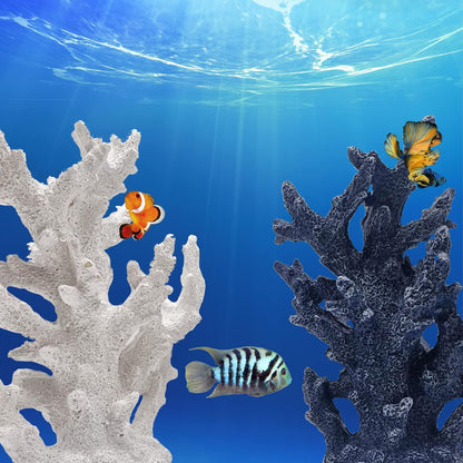 PINVNBY Artificial Coral Ornament Aquarium Sea Plants Decoration Underwater Craft Resin Fish Tank Landscape (Blue)