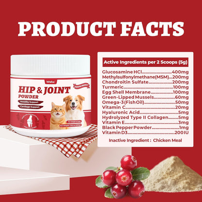 Wellix Large Hip & Joint Supplement for Dogs & Cats – Glucosamine Chondroitin MSM & Turmeric for Dogs – Dog Joint Health, Cat & Dog Arthritis Supplement, Chicken Chondroitin for Puppy & Kitten