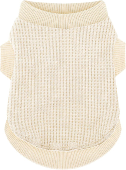 Cozy Lightweight Dog Sweaters Shirt for Small Puppies: Stretchable Beige Tank Top Attire, Perfect for Chihuahuas and Yorkies - Enhancing Comfort and Playfulness on Chilly Days - Medium