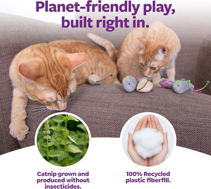 SmartyKat Skitter Critters Value Pack Catnip Cat Toys - Gray/Cream, Set of 10