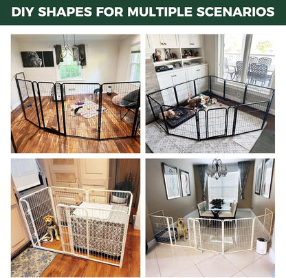 FXW Homeplus Unleashed Indoor Dog Playpen - Stress-Free and Safe Play, Heavy Duty 32 Inch 8 Panels Dog Pen for Small and Medium Dogs, Black│Patented