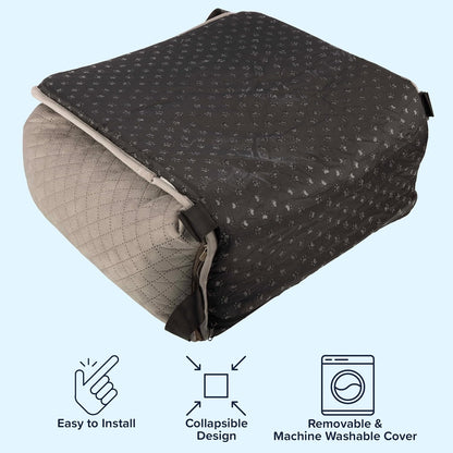 Dog Car Seat - Dog Car Seats for Small to Medium Dogs and Cats up to 44lbs - Pet Travel Accessories with Tether and Removable Washable Cover - Pet Booster Seat for Front or Back by PETMAKER (Gray)