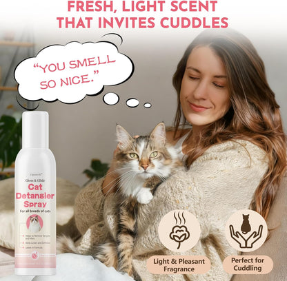 Cat Detangler Spray for Matted Hair & Dematting Spray for Cats, Effective Cat Matted Fur Remover–Loosens Mats, Smooths Coats, and Reduces Pulling, No-Rinse Formula Safe for Sensitive Skin