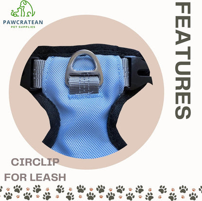 Cat 5-Point Adjustable Harness and Leash Set, Sky Blue Polyester, 5-Point Adjustable Vest with Reflective Lines Prefect for Outdoor Soft Comfortable (Small)