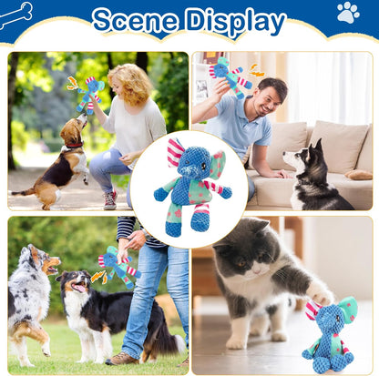 Dog Squeak Toys for Small & Medium Breeds, Puppy Teething Interactive Chewing Plush Toy to Keep Them Busy, Best Birthday, Christmas, Halloween, Easter Gift, Elephant