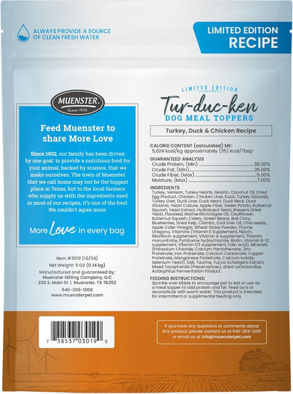 Muenster 3-in-1 Turkey-Duck-Chicken Freeze Dried Dog Food Topper (5oz) - Made in USA