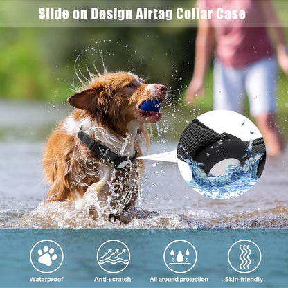 Compatible with Airtag Dog Collar, Adjustable Air Tag Dog Collar with Durable Quick Snap Buckle, Imitation Nylon Dog Collar with Waterproof Apple Airtag Holder for Small Dogs (S（6"-16"）, Black)