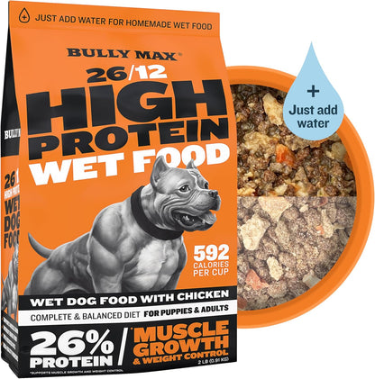 Bully Max 30/20 High Protein Dry Dog Food + 26/12 Wet Food (2 lb.) + Premium Protein Treats - Complete Feeding & Training Pack for Muscle, Weight Support & Energy - High Calorie, Tasty, For All Breeds