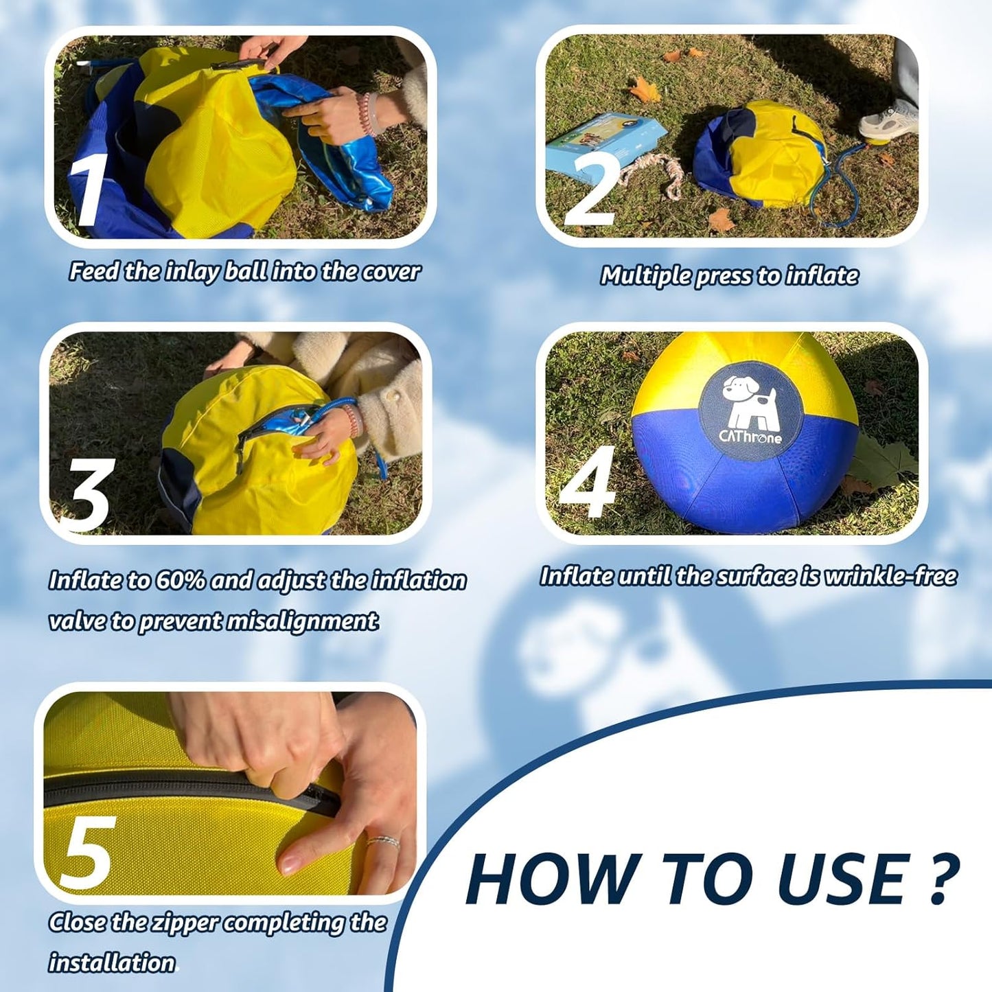 18/25 Inch Durable Herding Ball for Dogs - Rip-Resistant 1860D Oxford Fabric Cover, High-Energy Relief Chew Toy for Australian Shepherd, Border Collie, Large Breed Dogs (25" Herding Ball Set)