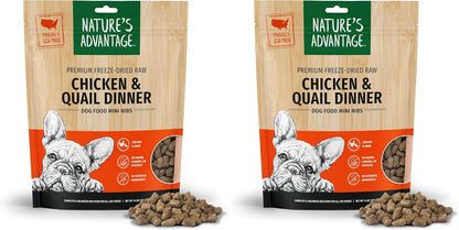 Nature's Advantage Freeze-Dried Raw Chicken & Quail Dinner Dog Food Mini Nibs, 14 oz | Grain Free, High Protein Nutrition (Pack of 2)