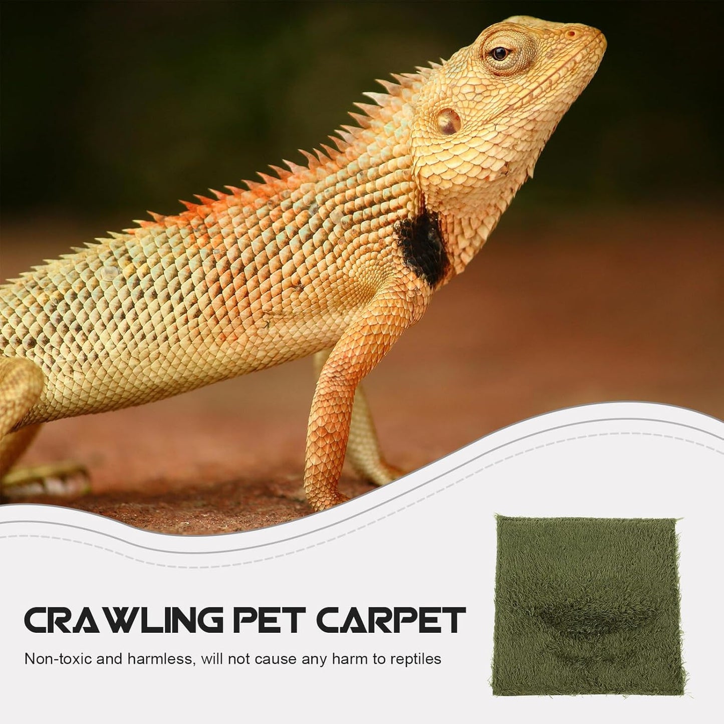 Beaupretty Reptile Carpet Substrate Liner for Terrarium Washable Turtle Lizard Bedding Mat for Tortoise and Climbing Pets Natural-Looking Reusable Habitat Carpet for Snakes and Amphibians