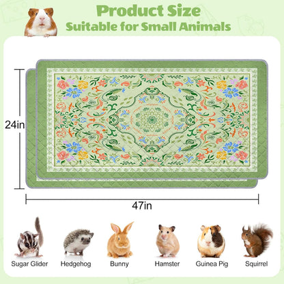 2 Pack Guinea Pig Bedding, Washable Guinea Pig Cage Liner Reusable Guinea Pig Mat Waterproof Guinea Pig Bedding for Cage, Super Absorbant Guinea Pig Pee Pads for Small Animals Hamster Rabbit Squirrel
