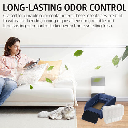 30-Pack Disposable Litter Box Waste Receptacles Compatible with Littermaid 3nd Edition & Nature's Miracle 2nd Edition Automatic Cat Litter Box, Convenient & Odor-Free Disposal