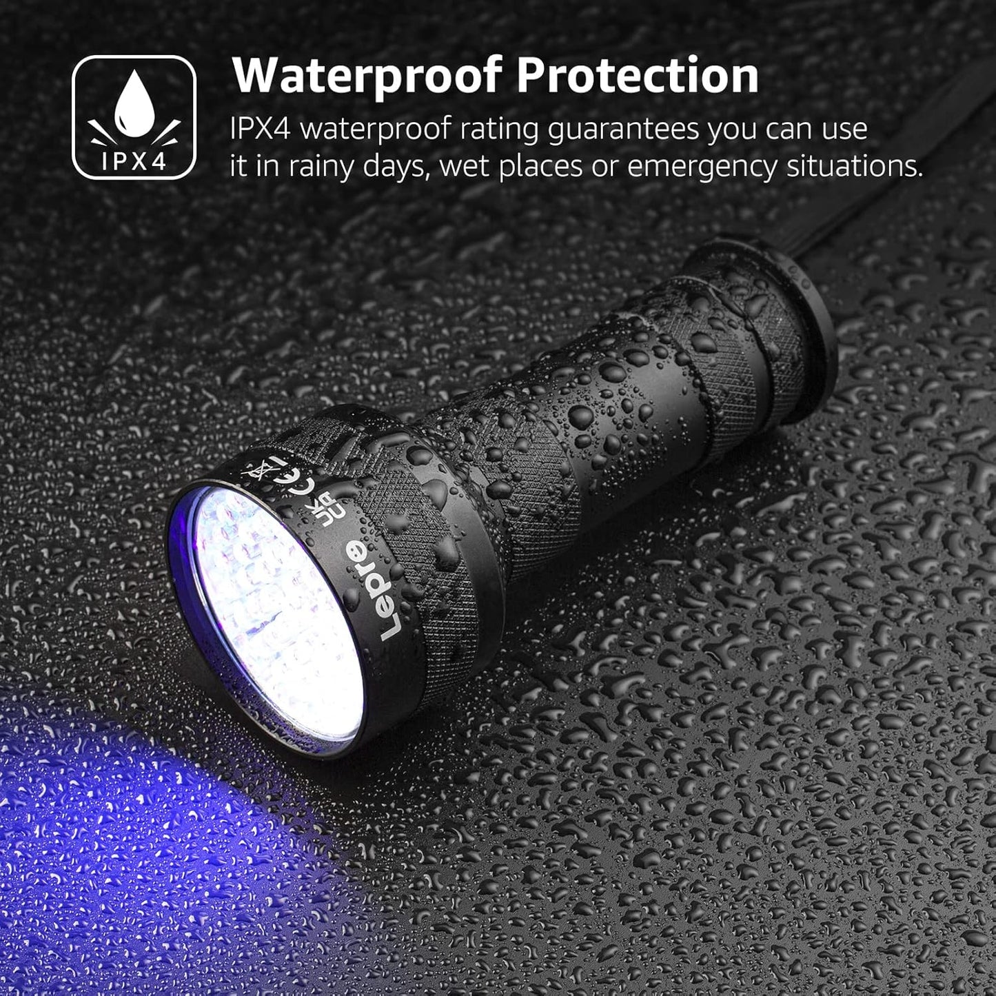 Lepro 51 LEDs UV Light Handheld Blacklight, UV Flashlight Black Light, 395nm Detector for Pet Urine, Stains, Bed Bug and Scorpions, Battery Not Included