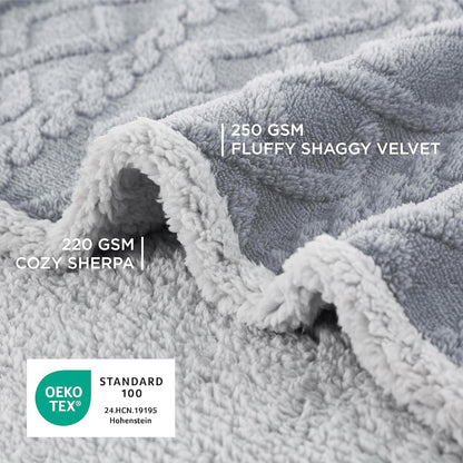 Bedsure Waterproof Dog Blankets for Large Dogs - Pet Blanket for Couch Protector Washable, Premium Jacquard Coral Fleece Cat Throw Blanket, Soft Plush Reversible Furniture Protection, 50"x60", Grey