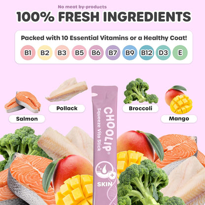 Choolip Bundle | Berry Good Milk 10pk Vitamin-Infused + 49pc Coat Support Squeeze Vita Sticks with Essential multivitamins [Both Products are for Cats & Dogs of All Life Stages]