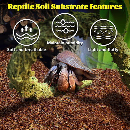 Hamiledyi Reptile Coconut Fiber Substrate Lizards Breathable Coconut Soil Tortoise Habitat Substrate Terrarium Bedding for Snake, Bearded Dragon, Gecko, Horned Frog, Hermit Crab, Tarantulas (2Pack)