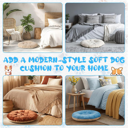 4 Pcs 20 Inch Ultra Soft Dog & Cat Bed, Anti-Anxiety Round Pet Bed Crate Pads Calming for All Season, Fluffy Warm Washable Cushion for Small and Medium Pets (Brown, Blue, White, Beige)